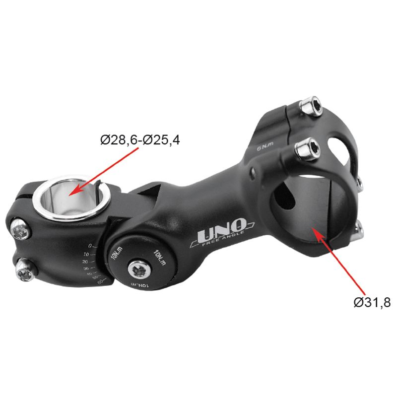 Potencia para bicicleta 0° / 60° UNO - 110 mm plata - motoscamaralweb.com