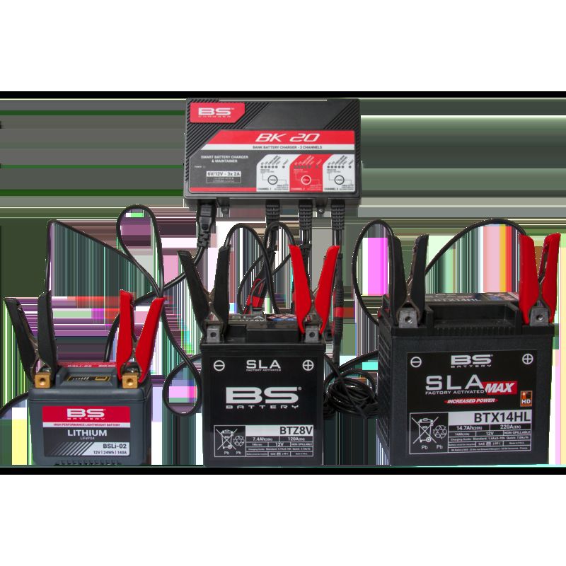 Cargador de bateria inteligente BS Battery BK20 6V/12V 3x2A - motoscamaralweb.com
