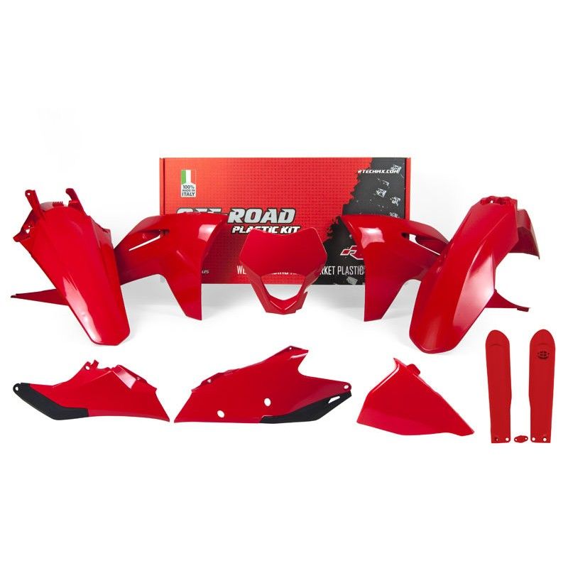 Kit de plástica RACETECH (7 piezas) - Rojo / Negro - motoscamaralweb.com