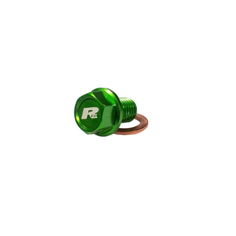 Tapón de vaciado magnético RFX (verde) [M10 x 15 mm x 1.25] - motoscamaralweb.com