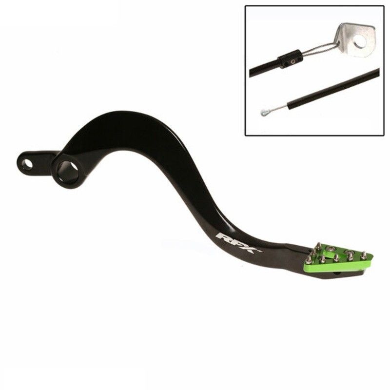 Pedal de freno trasero RFX Pro ST (negro/verde) - Kawasaki KX250 - motoscamaralweb.com