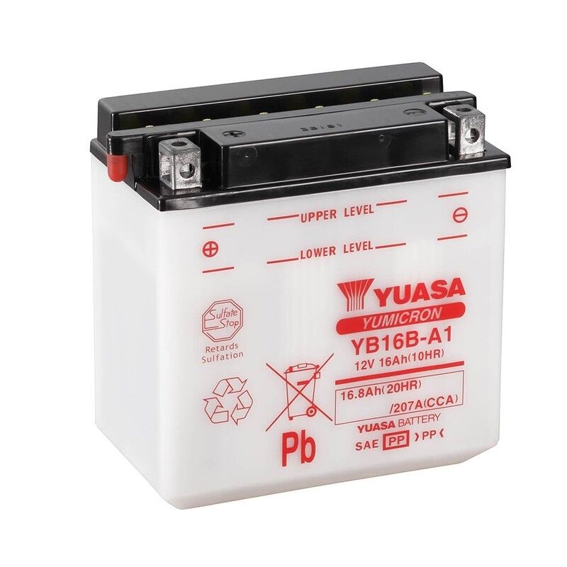 Batería YUASA YB16B-A1 Combipack (con electrolito) - motoscamaralweb.com