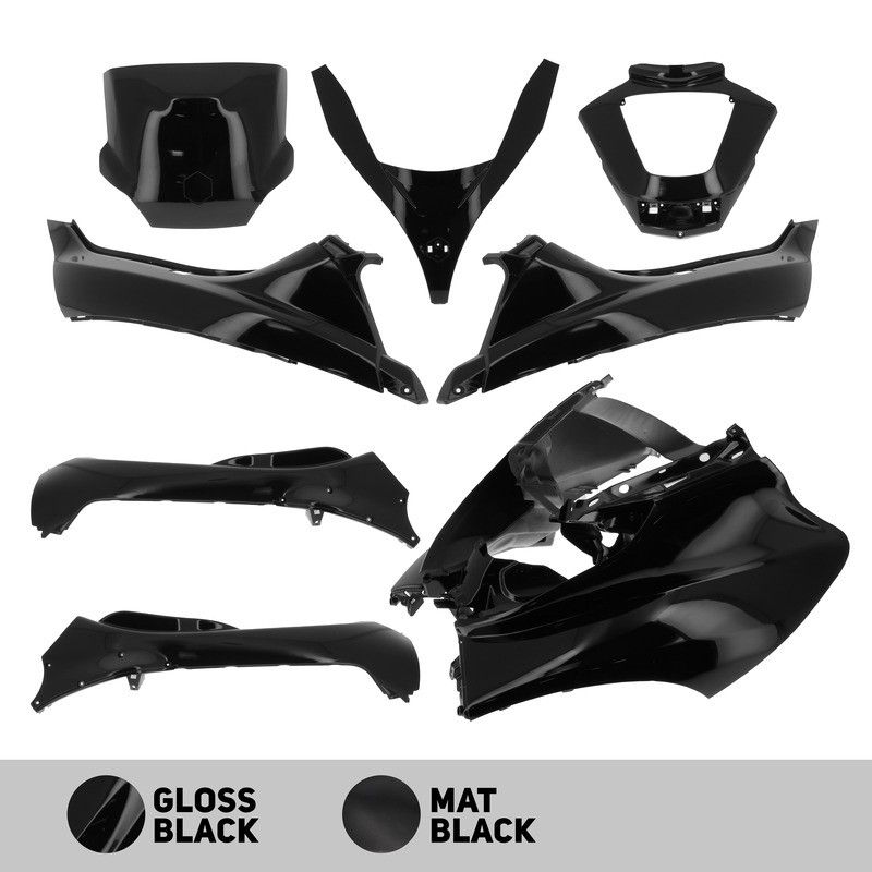 Kit de carenados O PARTS negro mate - Piaggio MP3 125/250/300 (11-14) 400 (08-11) 500 (11-13) - motoscamaralweb.com