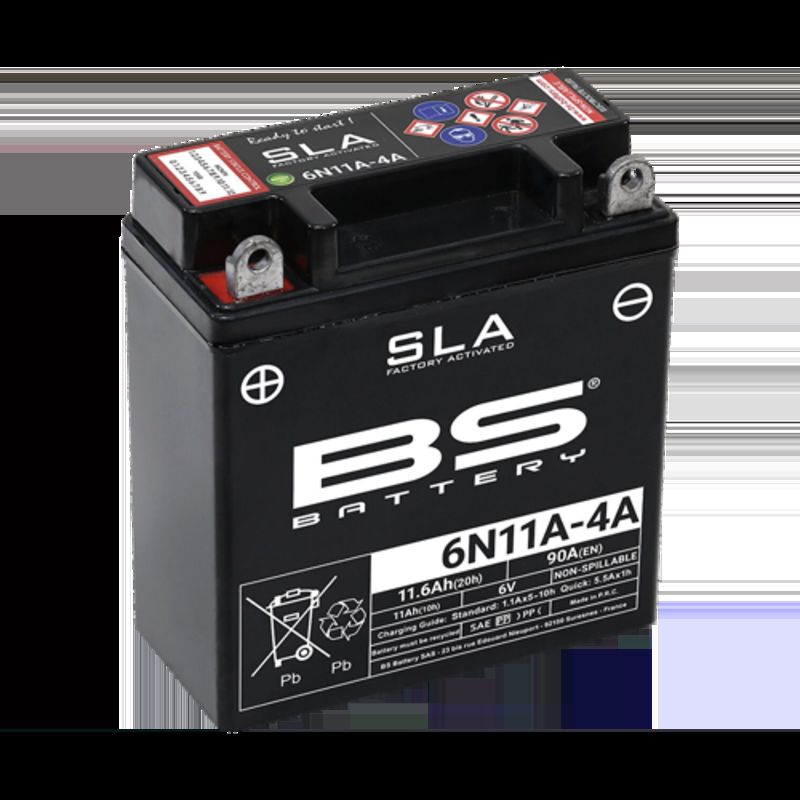 Batería BS BATTERY SLA sin mantenimiento activada de fábrica - 6N11A-4A - motoscamaralweb.com
