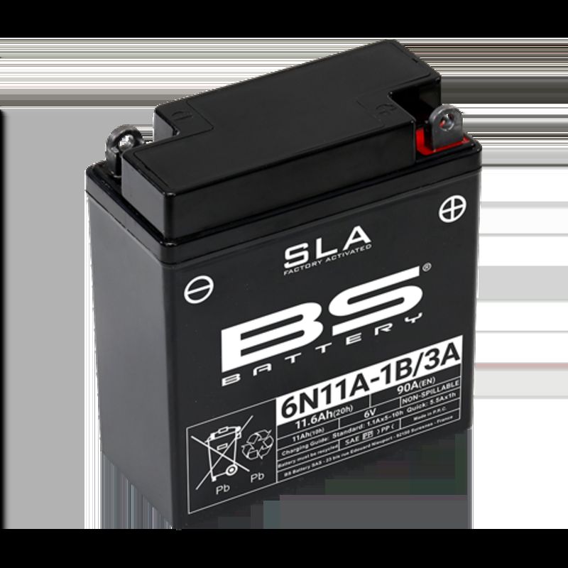 Batería BS BATTERY SLA sin mantenimiento activada de fábrica - 6N11A-1B/3A - motoscamaralweb.com