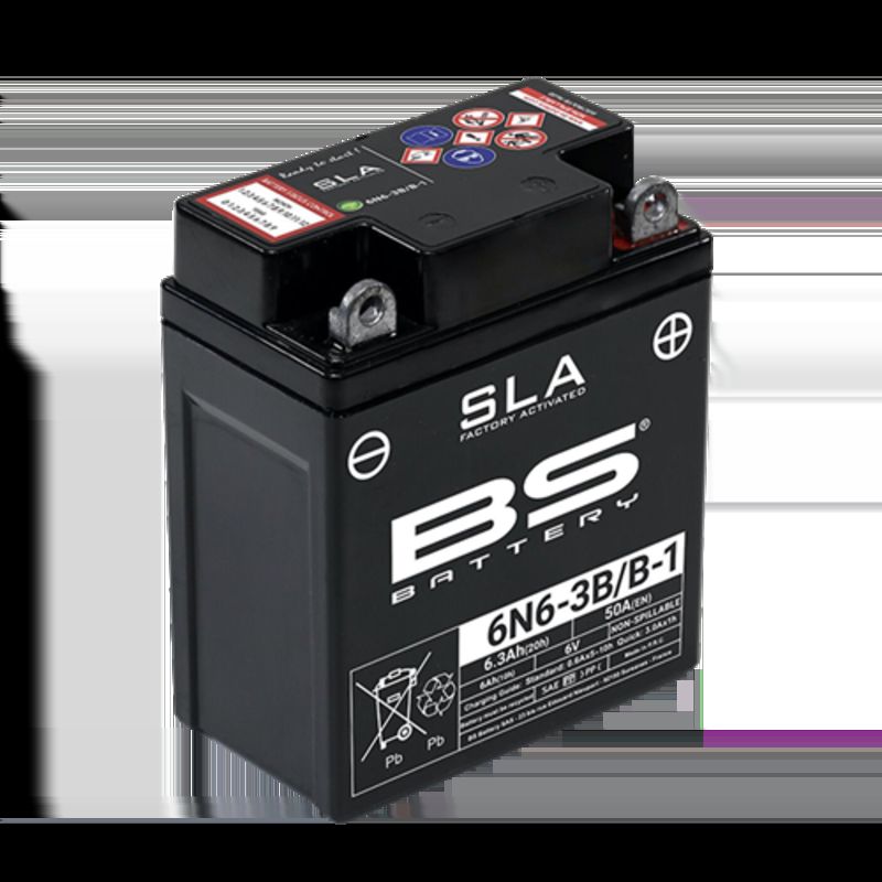 Batería BS BATTERY SLA sin mantenimiento activada de fábrica - 6N6-3B/B-1 - motoscamaralweb.com