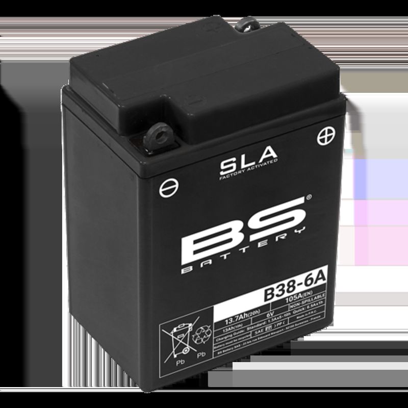 Batería BS BATTERY SLA sin mantenimiento activada de fábrica - B38-6A - motoscamaralweb.com