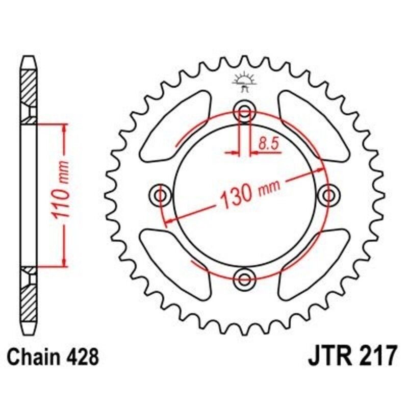 Corona JT SPROCKETS acero estándar 217- Paso 428 - motoscamaralweb.com