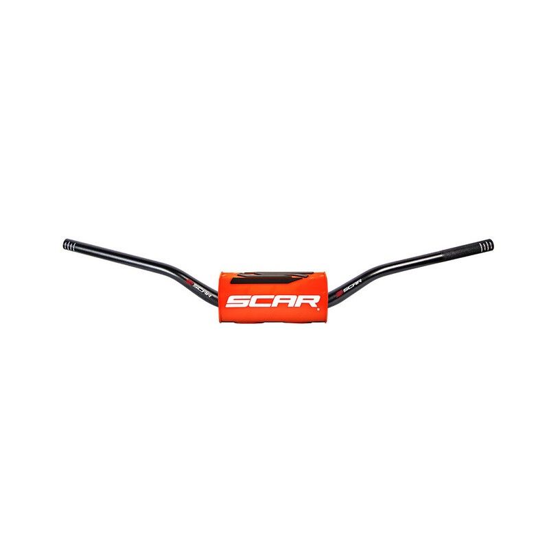 Manillar SCAR O² Low 65/85 Ø28.6mm - Negro / Protector naranja flúor - motoscamaralweb.com