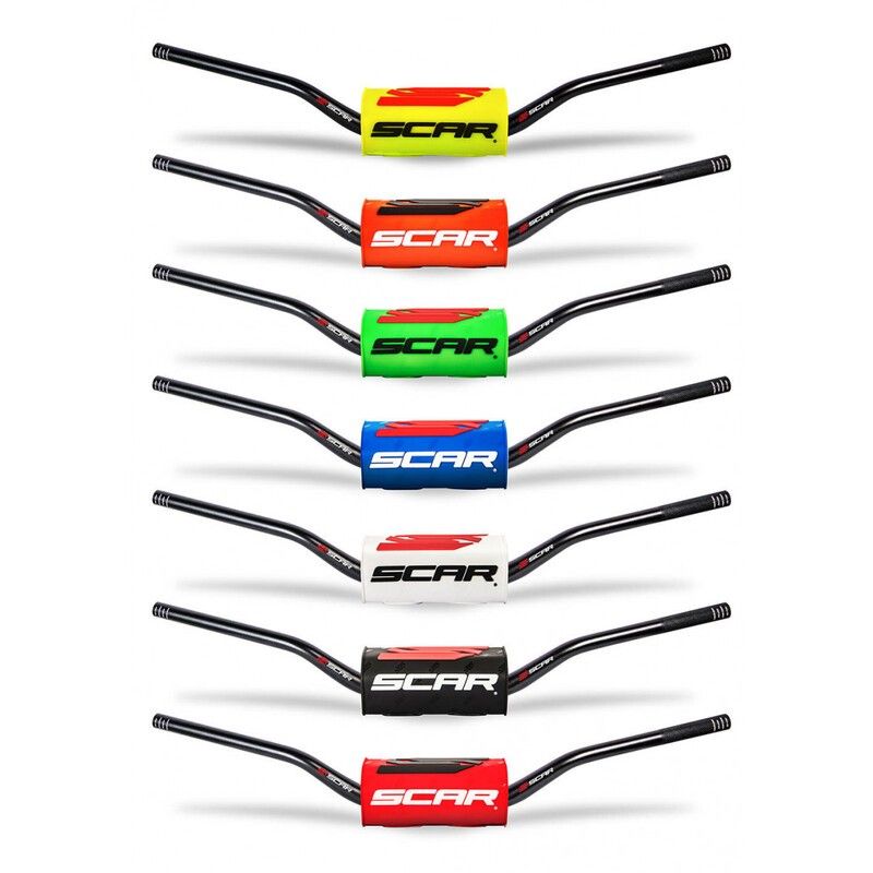 Manillar SCAR O² Low 65/85 Ø28.6mm - Negro / Protector azul oscuro - motoscamaralweb.com