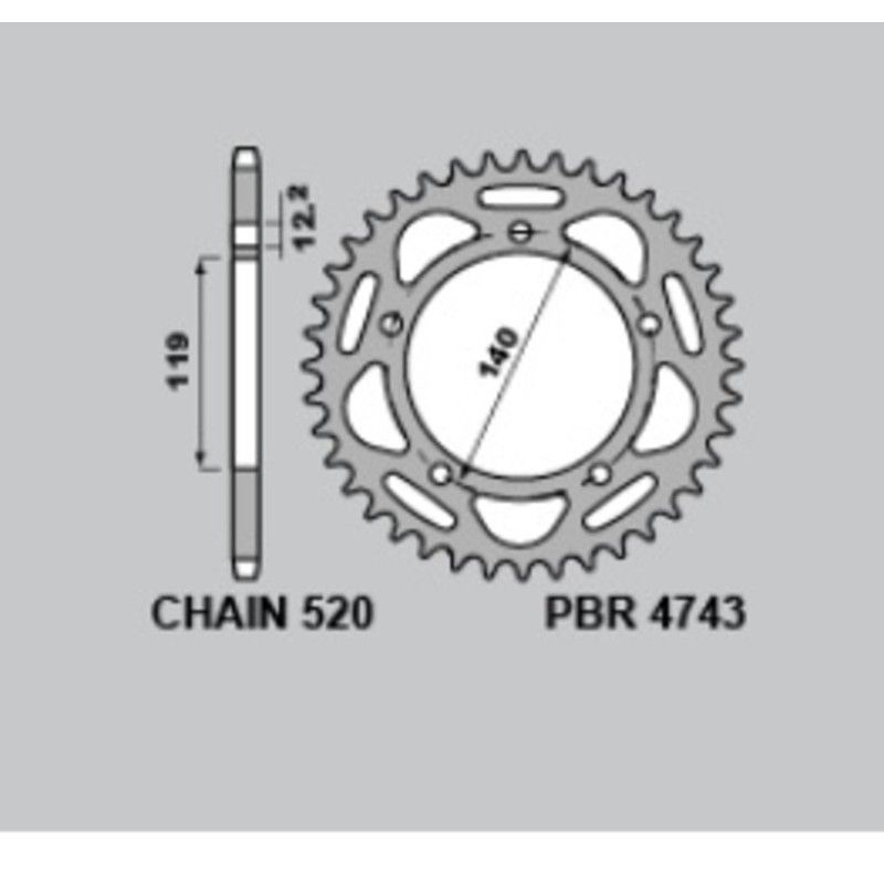Corona PBR aluminio ultra-light anodizado 4743 - 520 - motoscamaralweb.com