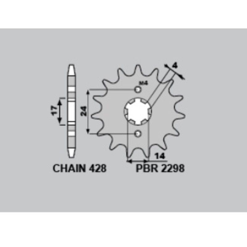 Piñón PBR acero estándar 2298 - 428 - motoscamaralweb.com