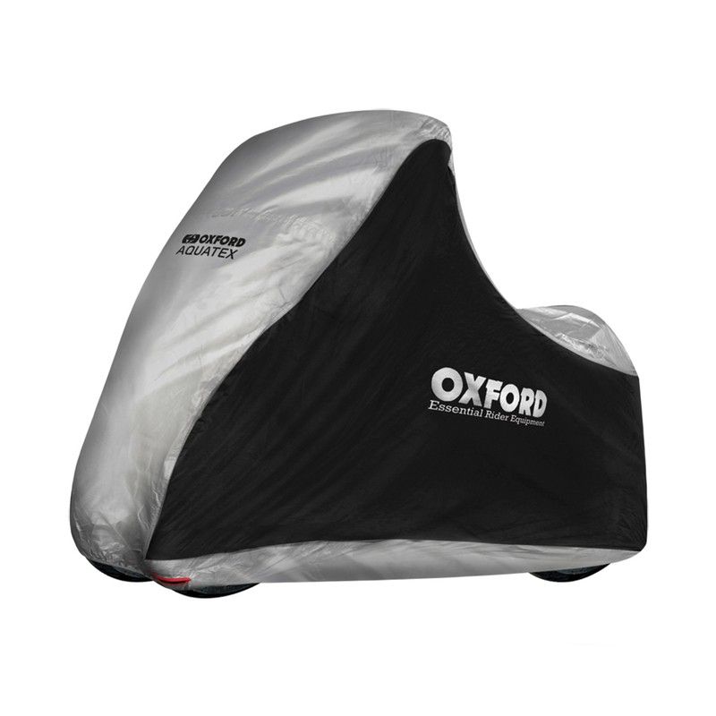 Funda cubremoto para exterior OXFORD Aquatex - Maxi Scooter 3 ruedas - Negro / Plata - Universal - motoscamaralweb.com