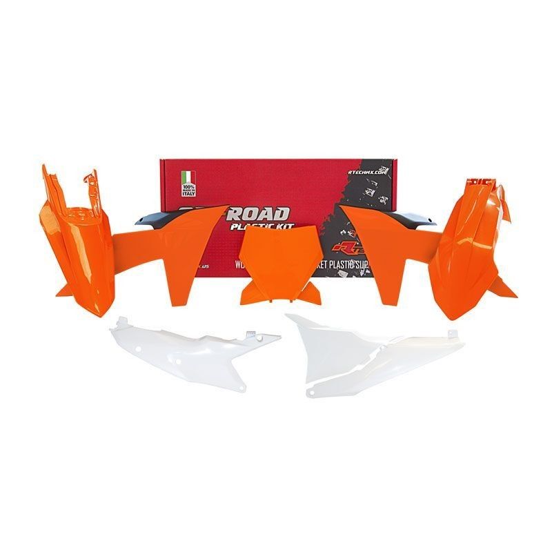 Kit de plástica RACETECH (6 piezas ) - Naranja / Blanco - motoscamaralweb.com