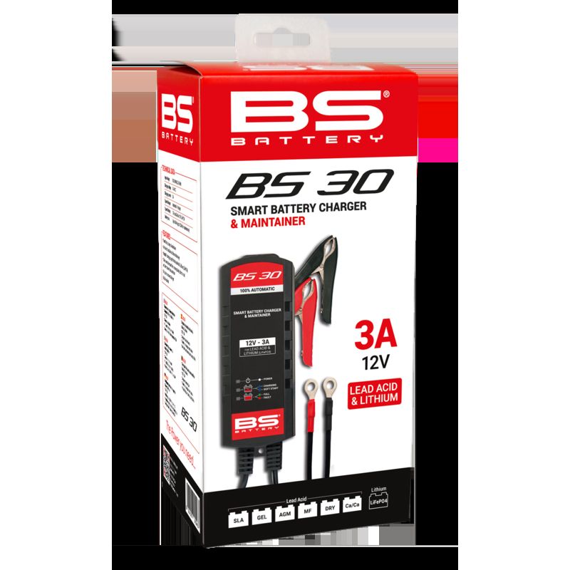 Cargador de bateria inteligente BS Battery BS30 - 12V 3A - motoscamaralweb.com
