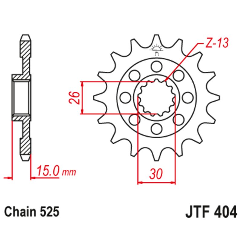 Piñón con goma anti-ruido JT SPROCKETS acero estándar 404 - Paso 525 - motoscamaralweb.com