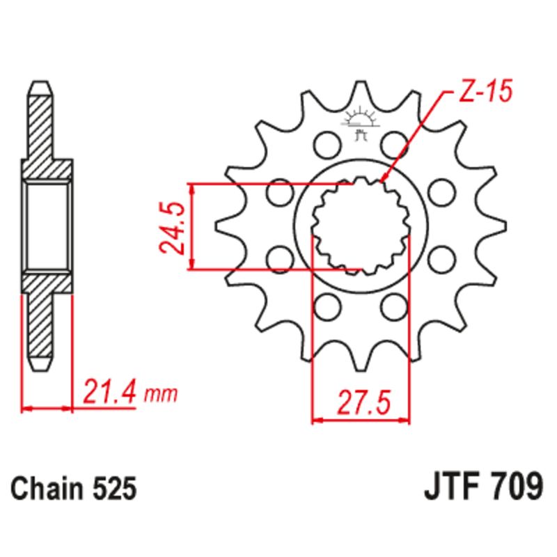 Piñón con goma anti-ruido JT SPROCKETS acero 709 - 525 - motoscamaralweb.com