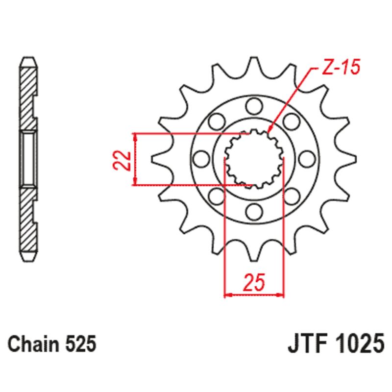 Piñón JT SPROCKETS acero estándar 1025 - 525 - motoscamaralweb.com