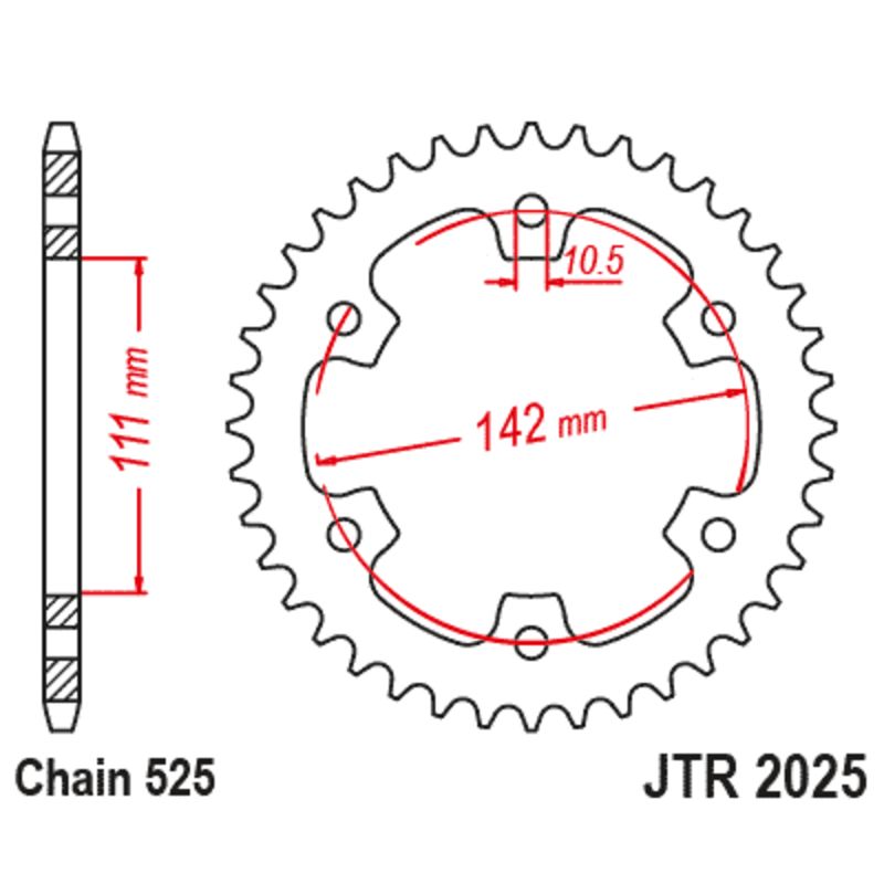 Corona JT SPROCKETS acero estándar 2025 - 525 - motoscamaralweb.com