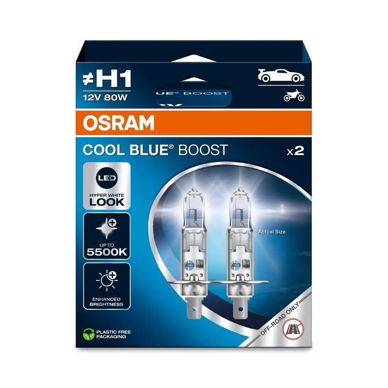 Lámpara OSRAM Cool Blue Boost H1 12V / 80W - 2 uds - motoscamaralweb.com
