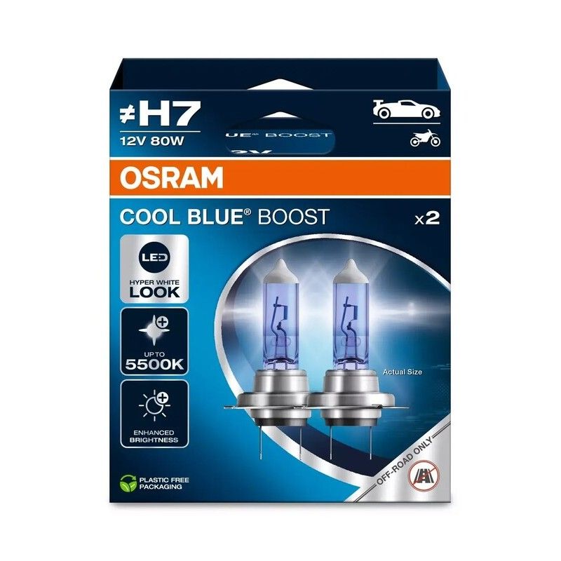 Lámpara OSRAM Cool Blue Boost H7 12V / 80W - 2 uds - motoscamaralweb.com