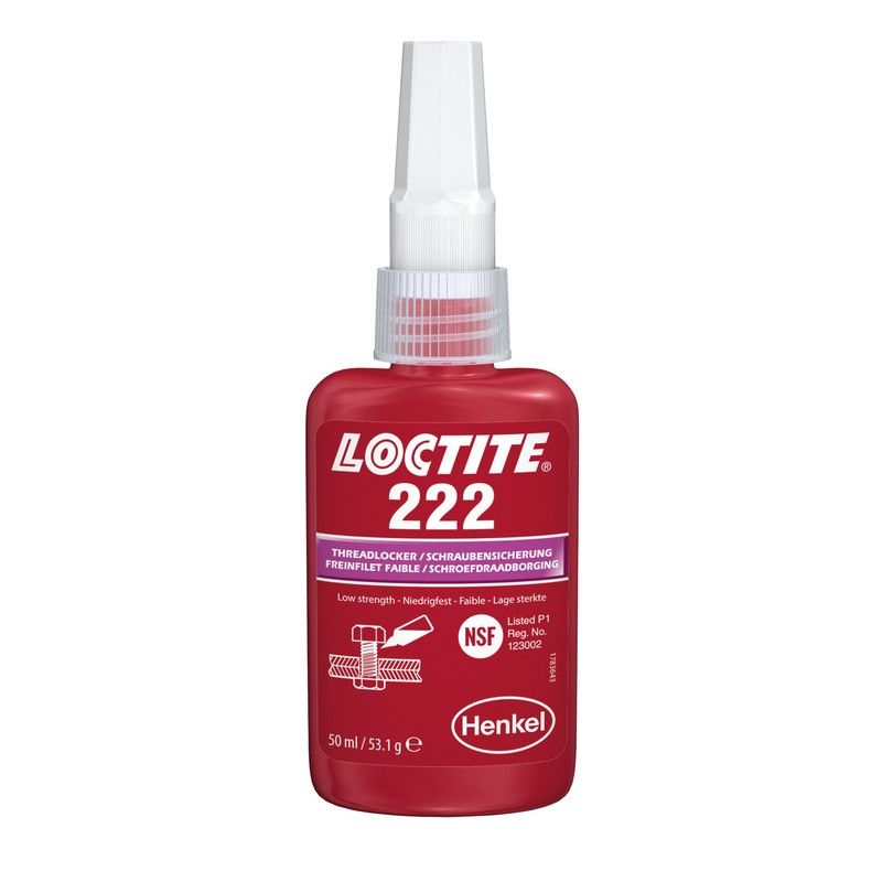 Fijador de roscas de baja resistencia LOCTITE 222 50ML - motoscamaralweb.com