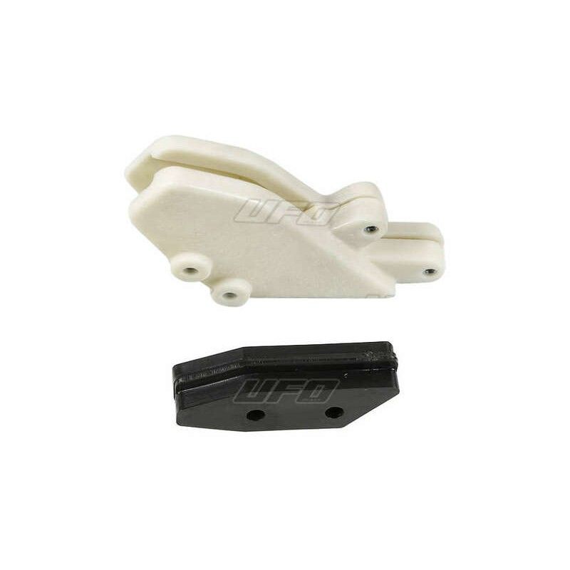 UFO Chain Guide + Slider Kit Translucent White/Black Kawasaki KX125/250 - motoscamaralweb.com