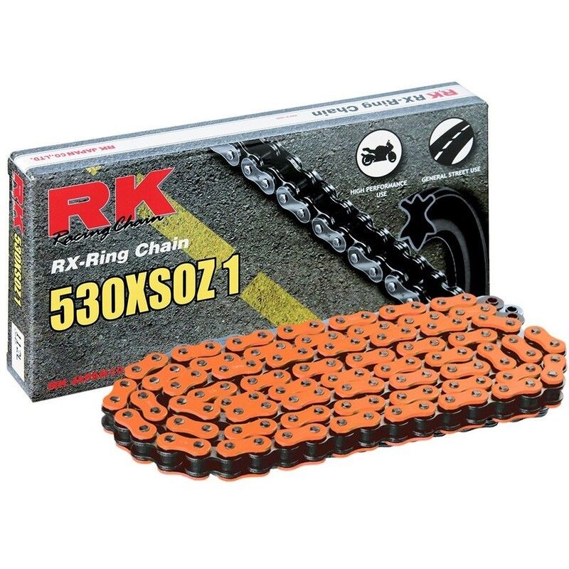 Cadena RK FO530XSOZ1 con 120 eslabones naranja - motoscamaralweb.com