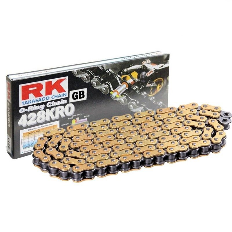 Cadena RK GB428KRO con 146 eslabones oro - motoscamaralweb.com