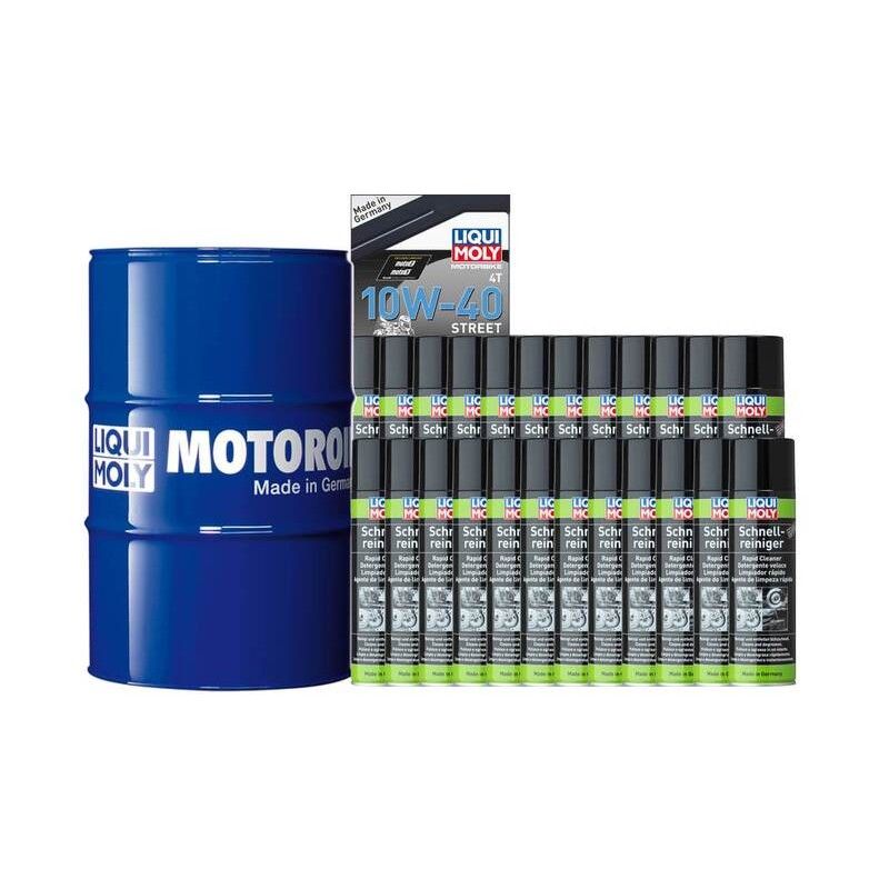Pack bidón de aceite 205L LIQUI MOLY - 10W40 HC sintético + 24 Limpia frenos 500ml - motoscamaralweb.com