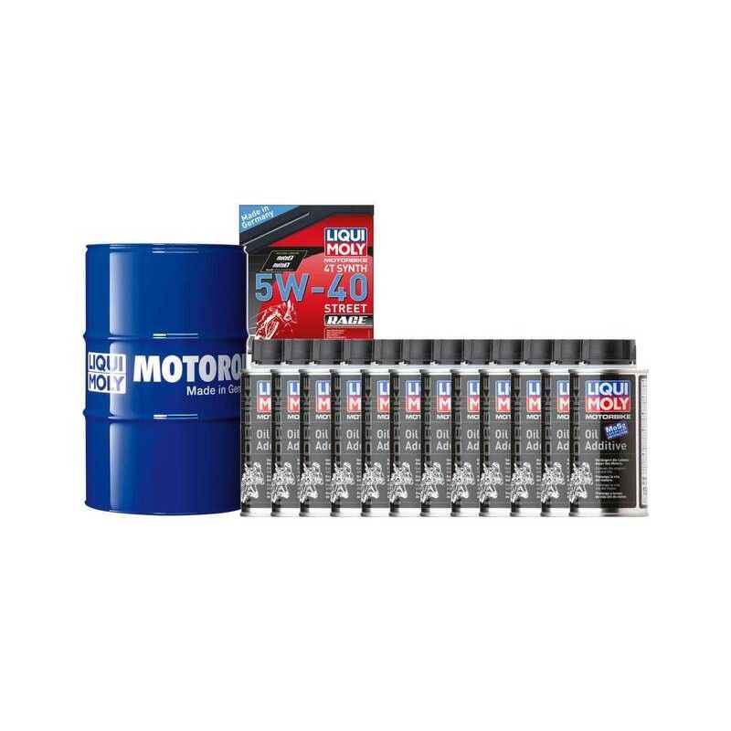Pack bidón de aceite 60L LIQUI MOLY - 5W40 100% sintético + 12 antifricciones MoS2 125ml - motoscamaralweb.com