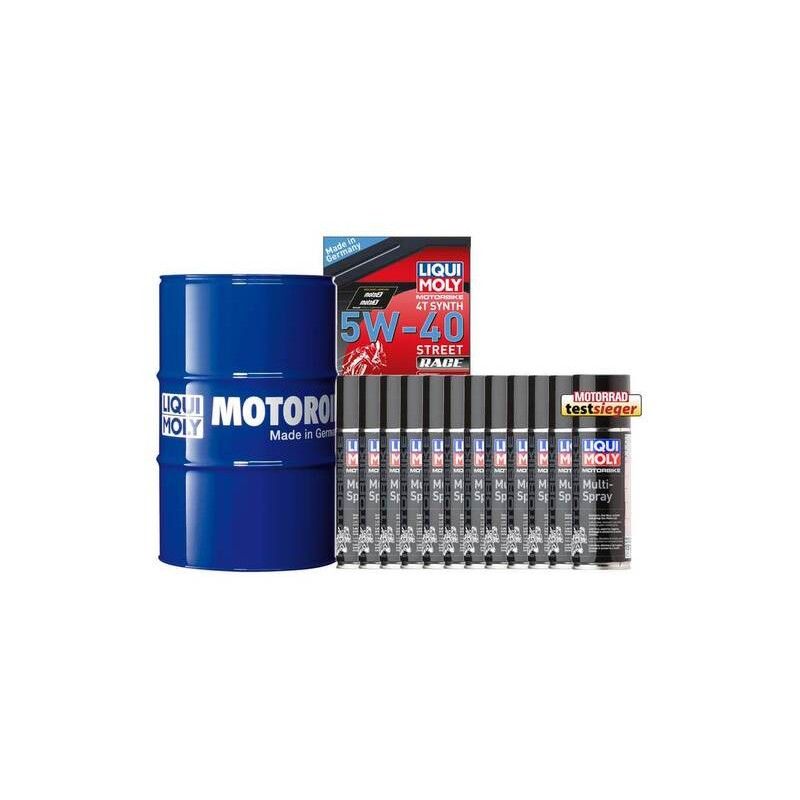 Pack bidón de aceite 60L LIQUI MOLY - 5W40 100% sintético + 12 Multiusos 200ml - motoscamaralweb.com