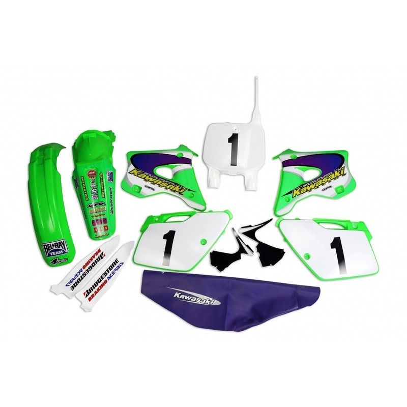 Kit de Plástica UFO y Kit de adhesivos EMIG Team USA Replica Kawasaki KX125/250 - motoscamaralweb.com