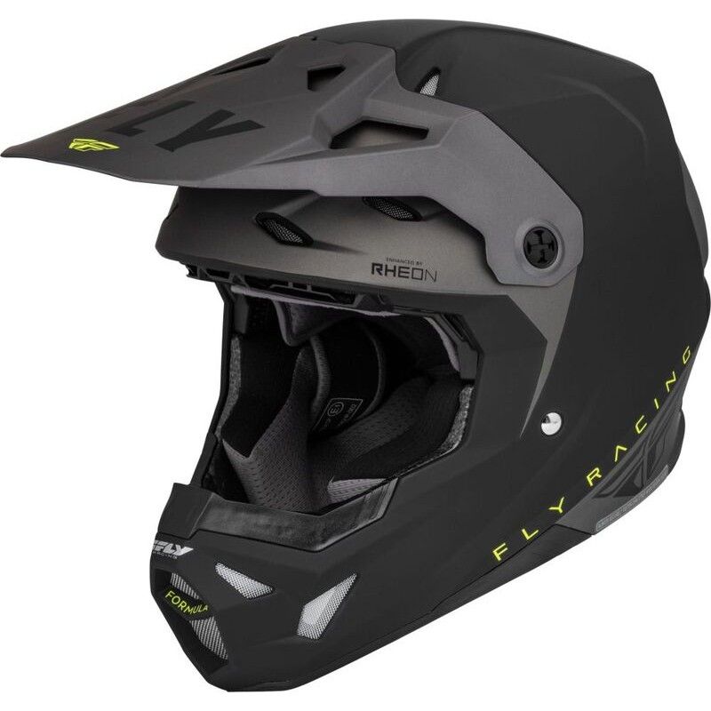 FLY RACING Formula CP Slant Helmet Matte Black/Grey/Hi-Vis XS- motosca