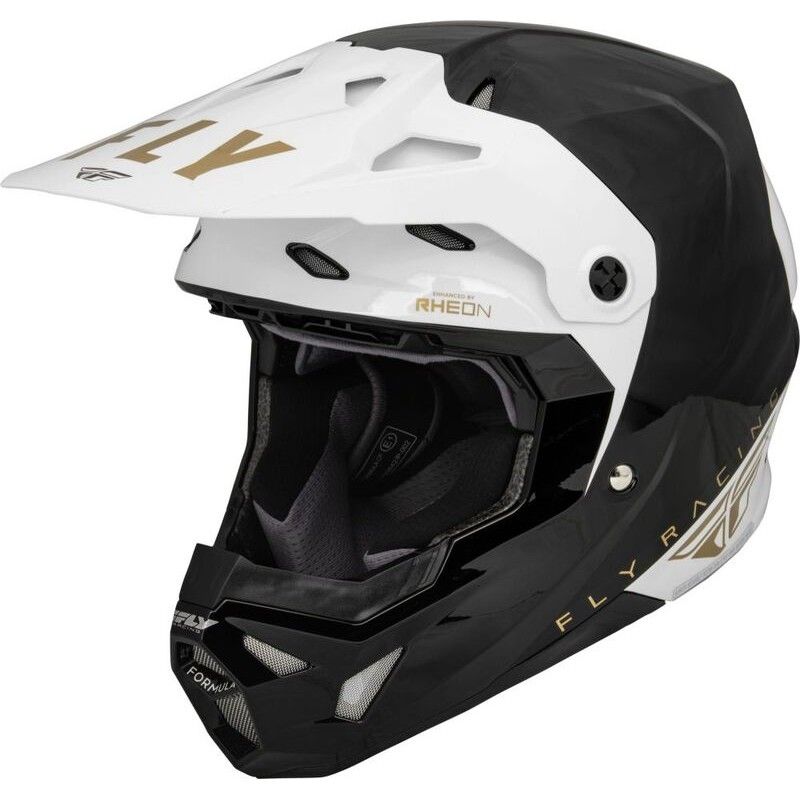 FLY RACING Formula CP Slant Helmet Black/White/Gold XS- motoscamaralwe
