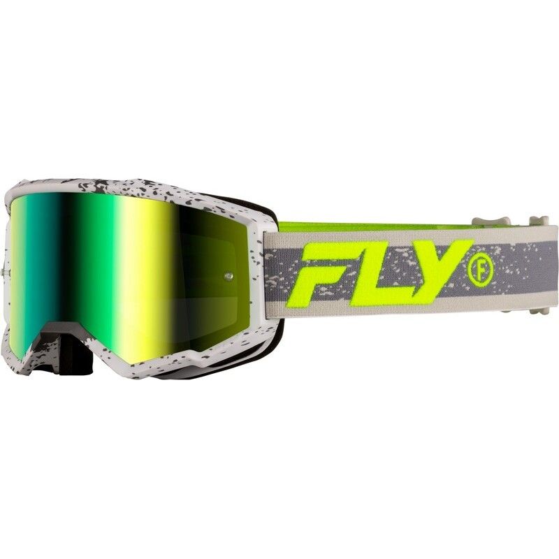 Gafas FLY RACING Zone - Gris oscuro / Hi-Vis - Lente Iridiscent Green Mirror - motoscamaralweb.com