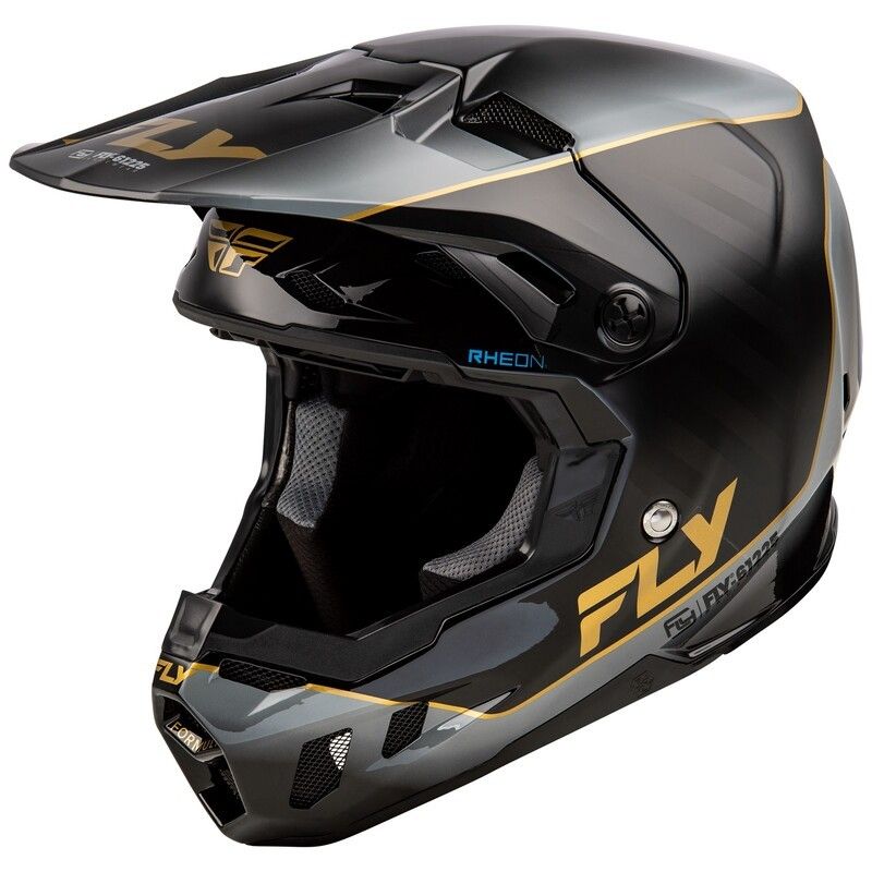 Casco FLY RACING Formula CC L.E. Underglow - Negro / Gris / Oro- motos