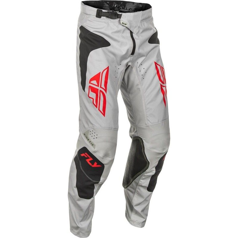 Pantalón FLY RACING Kinetic SYM - Gris claro / Rojo / Negro - motoscamaralweb.com