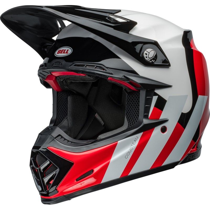 Casco BELL Moto-9S Flex - Hello Cousteau Stripes Gloss White/Red - motoscamaralweb.com