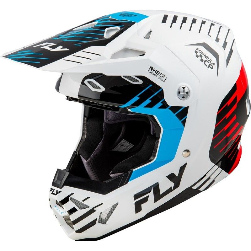 Casco FLY RACING Formula CP Slice - Blanco / Rojo / Cian - motoscamaralweb.com