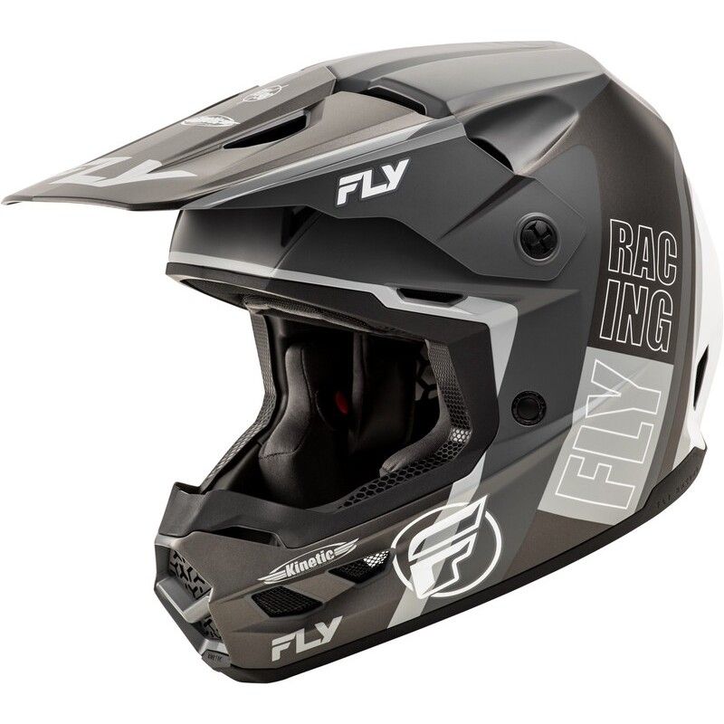 Casco FLY RACING Kinetic Rally - Gris mate / Negro / Blanco - motoscamaralweb.com