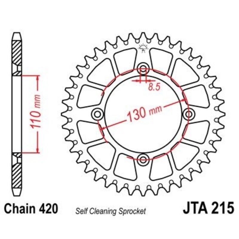 Corona JT 215 de aluminio con 51 dientes - motoscamaralweb.com