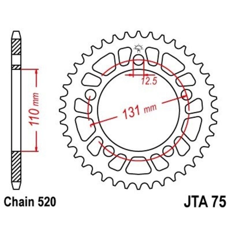 Corona JT 75 de aluminio con 45 dientes - motoscamaralweb.com