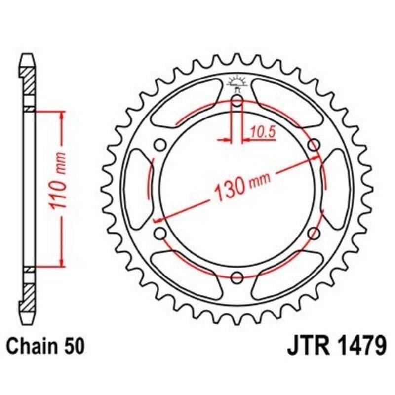 Corona JT 1479 de zinc negro con 38 dientes - motoscamaralweb.com