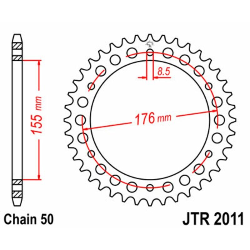 Corona JT SPROCKETS acero estándar 2011 - Paso 530 - motoscamaralweb.com