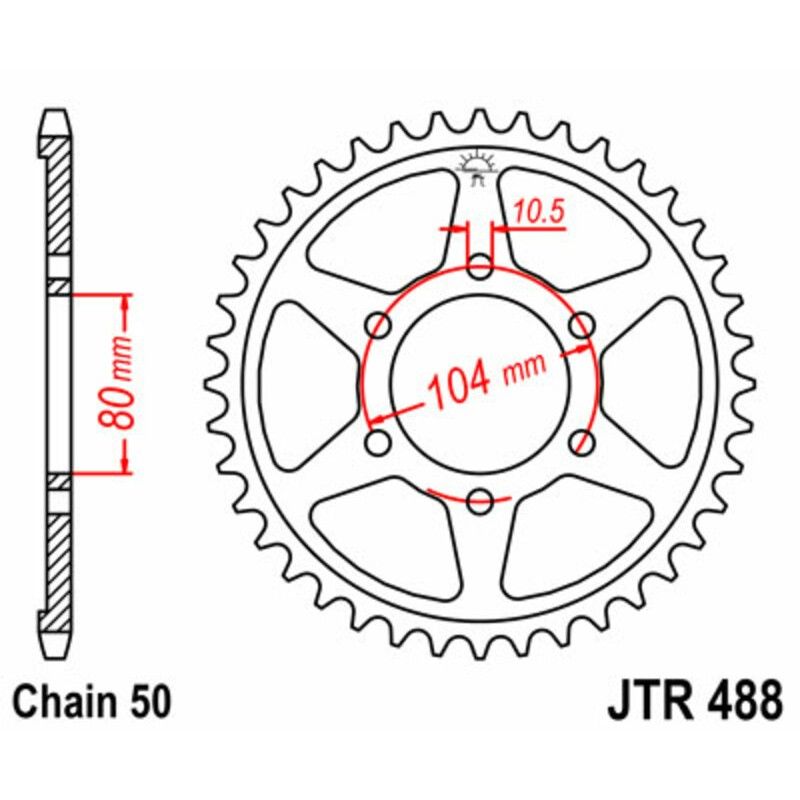 Corona JT SPROCKETS acero estándar 488 - Paso 530 - motoscamaralweb.com
