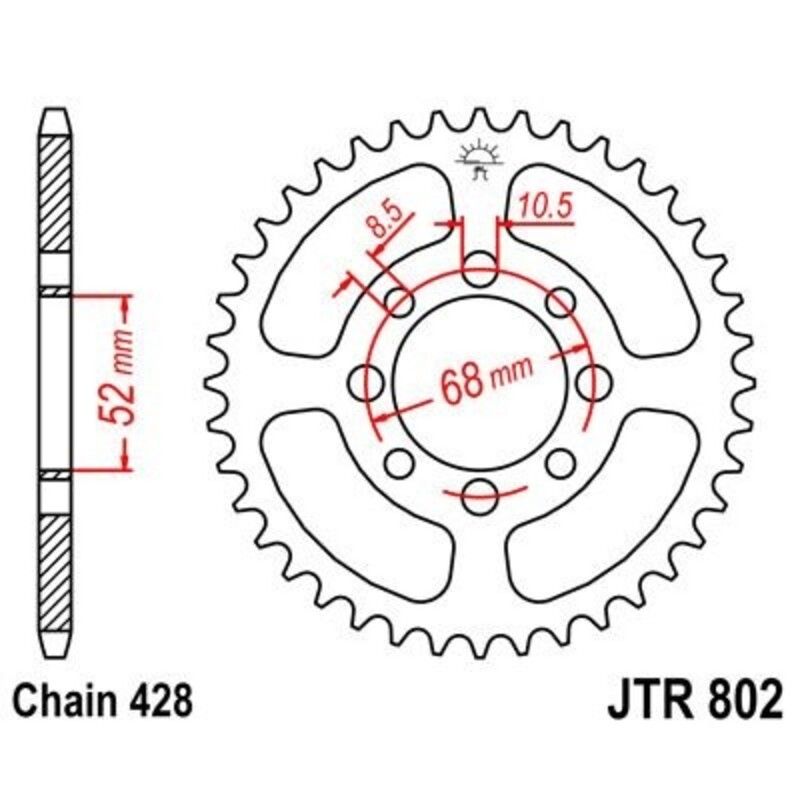 Corona JT 802 de acero con 39 dientes - motoscamaralweb.com