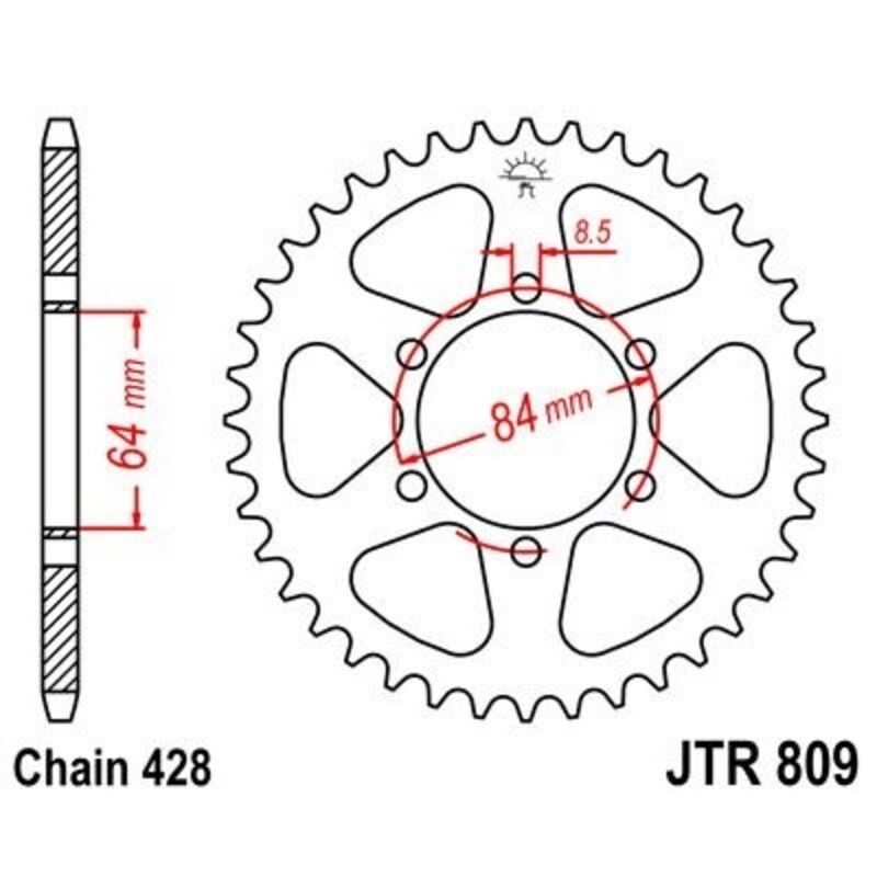 Corona JT SPROCKETS acero estándar 809 - Paso 428 - motoscamaralweb.com