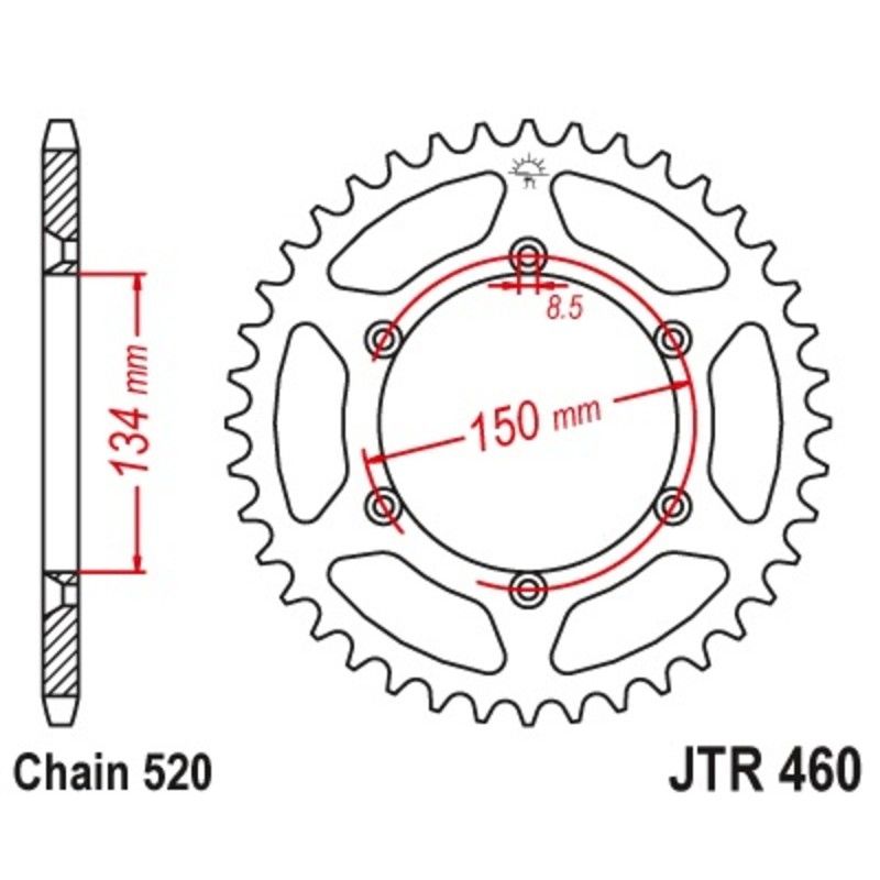 Corona JT 460 de acero con 48 dientes paso 520 autolimpiable - motoscamaralweb.com