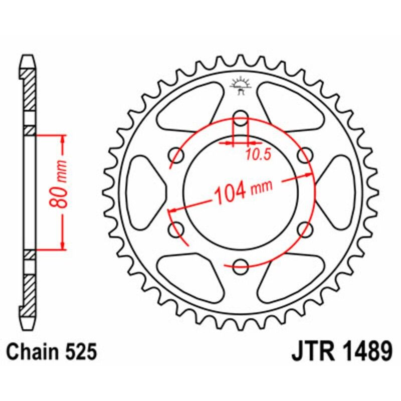 Corona JT SPROCKETS acero estándar 1489 - Paso 525 - motoscamaralweb.com